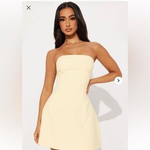 Fashion Nova Strapless Cream Dress
